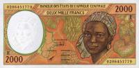 p203Eh from Central African States: 2000 Francs from 2002